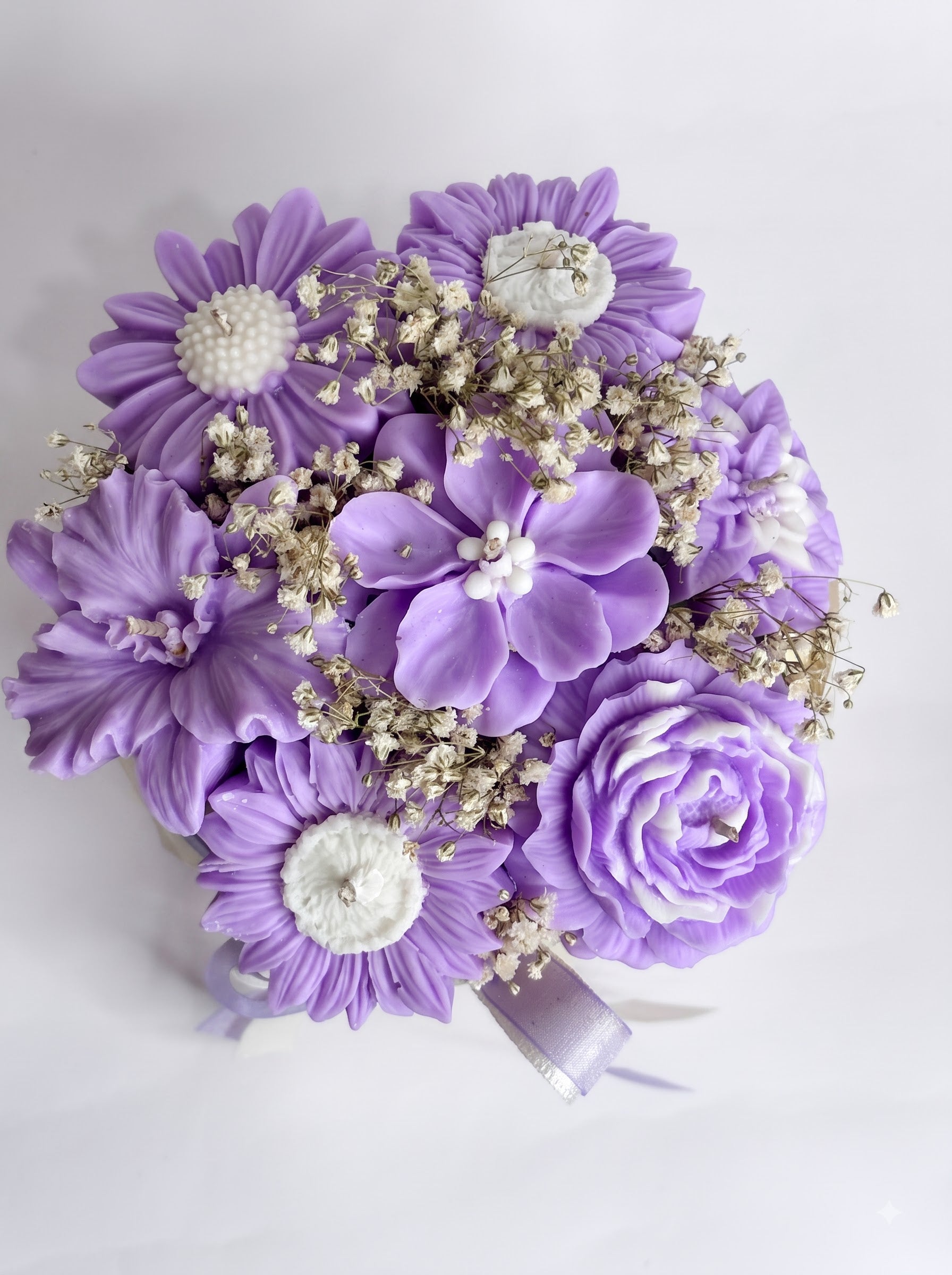 Wickory Blossom Bunch beeswax floral candle arrangement, a mix of hand-sculpted flower candles gathered in a ceramic pot