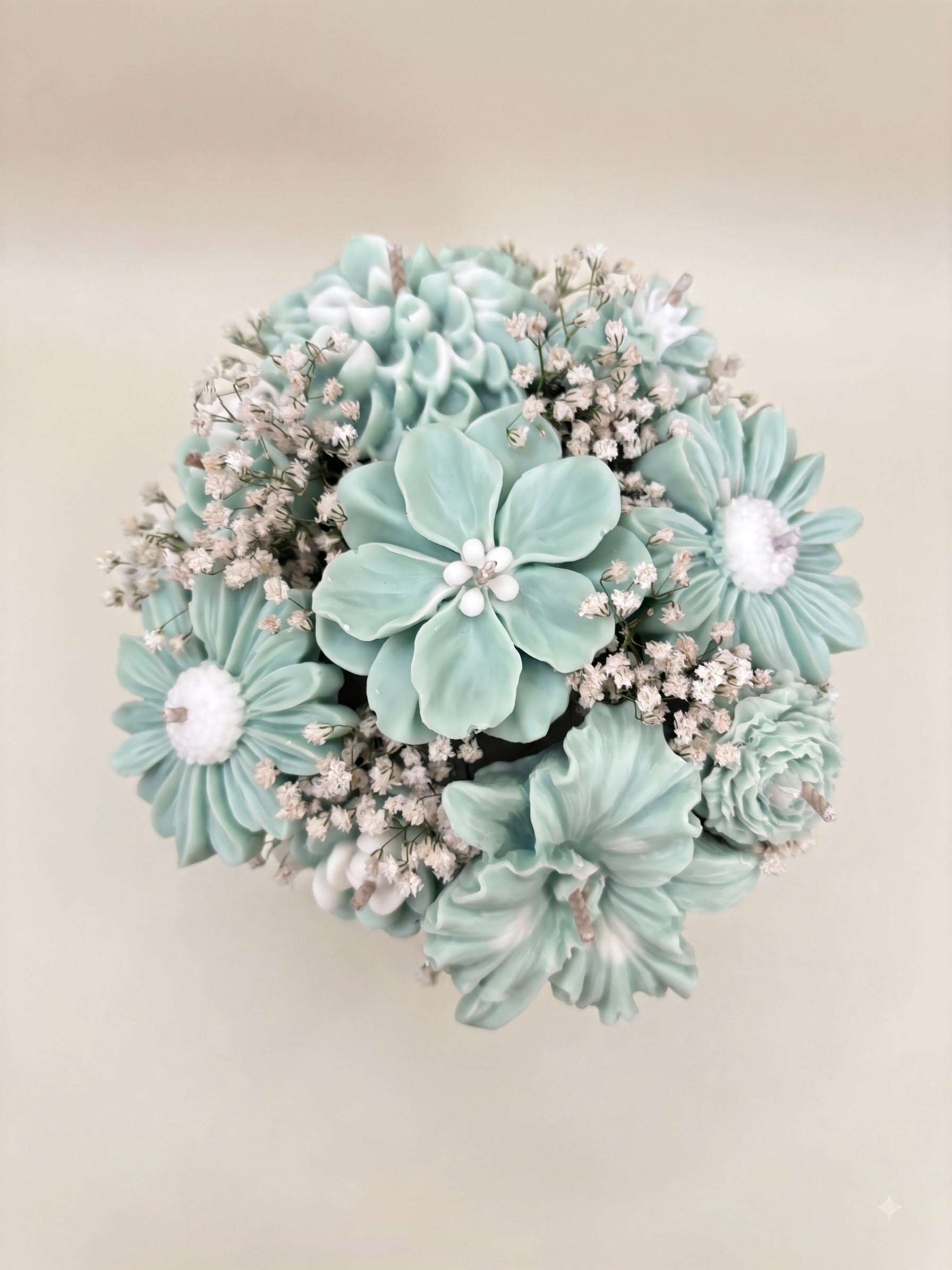 Wickory Blossom Bunch beeswax floral candle arrangement, a mix of hand-sculpted flower candles gathered in a ceramic pot