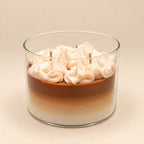 The Café Aura: layered coffee candle with whipped wax topping in a glass jar
