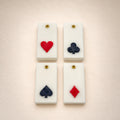 Teen Patti wax sachet set with heart, club, spade and diamond playing card symbols
