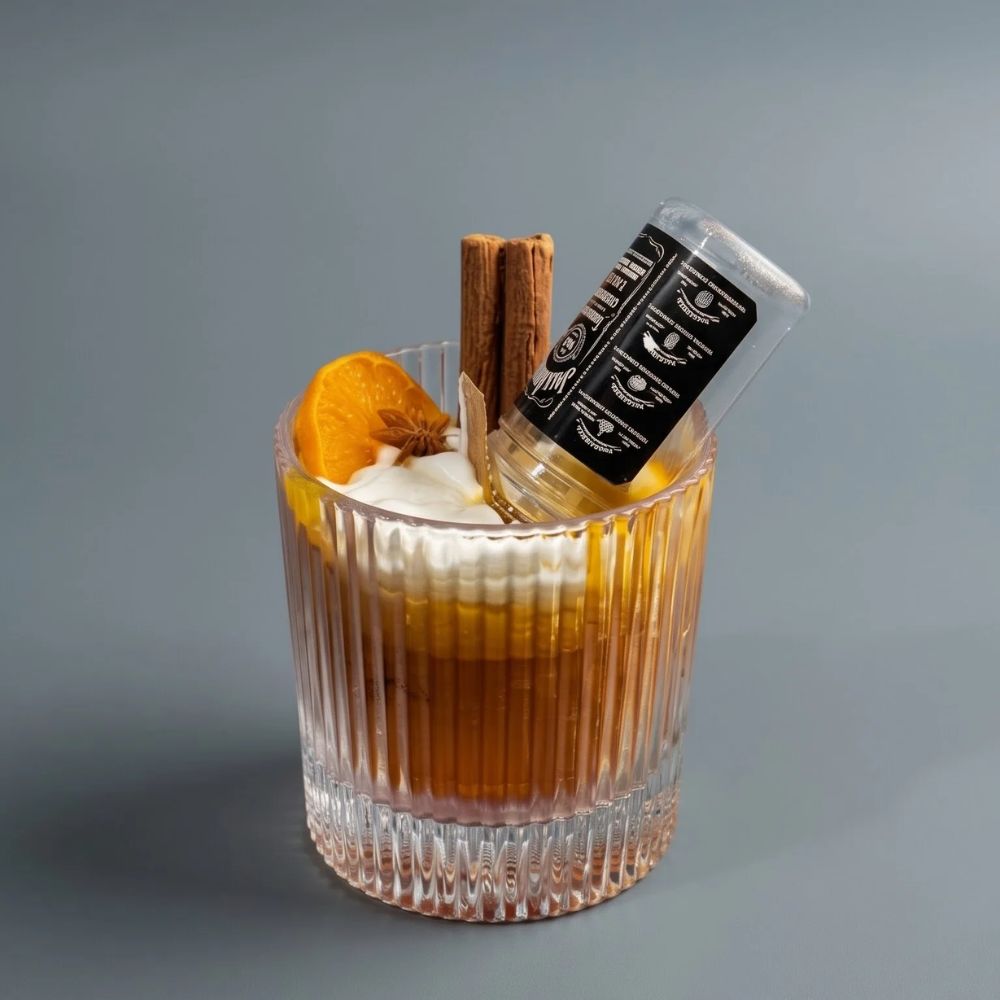 Whiskey Sour candle on a grey background